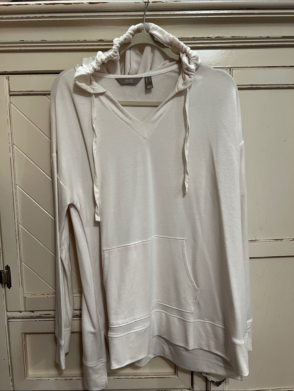 Ivory V-Neck Hoodie Sweater